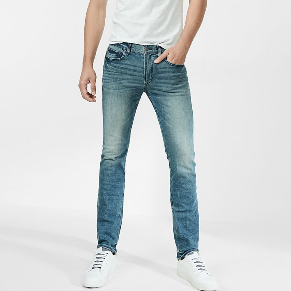 EUC Express Men's Slim Medium Wash Stretch Jeans